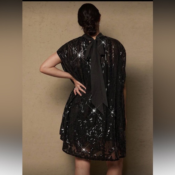 Elegant Black Sequin Dress Plus Sz 16 nwt - Picture 3 of 7